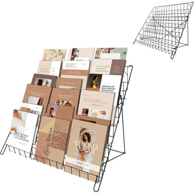 6 Tier Wire Magazine Rack - Comic Book Rack Wide Wire Tabletop D...