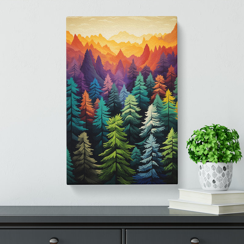 Pine Tree Colour Field - Wrapped Canvas, 60cm H x 40cm W x 3cm D