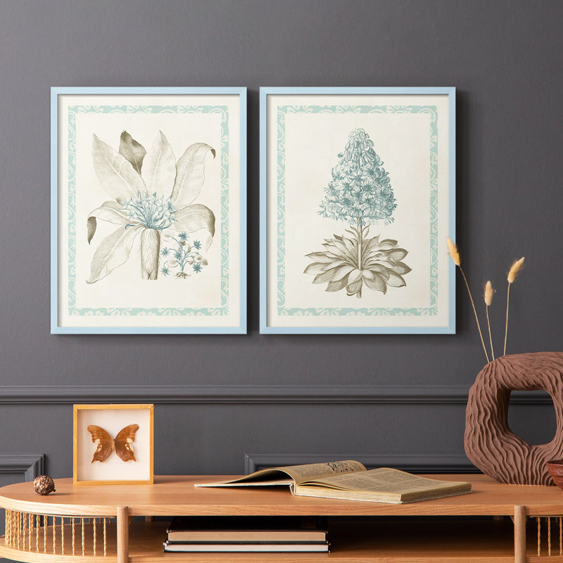 Reproduction encadrée Willow Blue Besler V-Premium - prête à être accrochée - aucun clou requis - aucun clou requis, Bleu