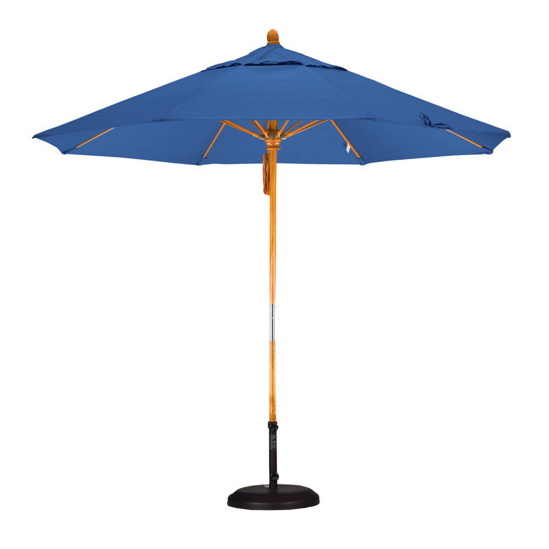 Parasol 9" Market, Olefin Pacific Blue, Marenti Wood