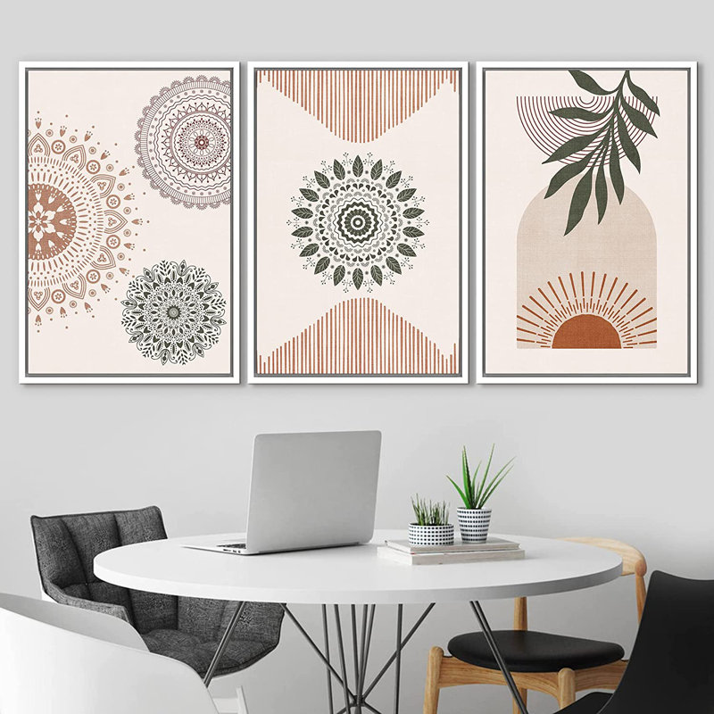 Mid Century Modern Boho, H 36 po x l 72 po, Blanc