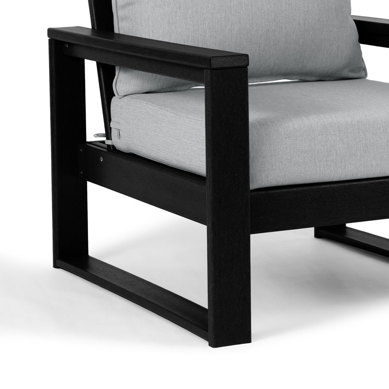 Patio Deep Seating Club Chair With Frame (Set Of 2), Black, Light Gray