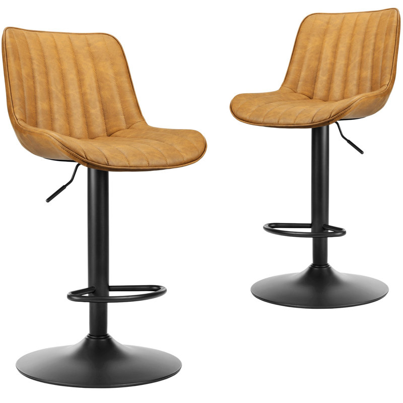 Ensemble de 2 tabourets de bar, tabourets de bar pivotants, tabourets de hauteur de bar avec dossier pour îlot de cuisine