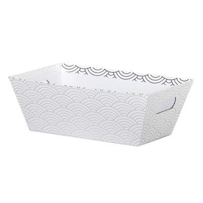 PLATEAU MOYEN RECT ARGENT / VAGUE BLANCHE
