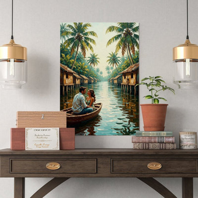 Canvas Wall Art Kerala Art Print, India Backwaters Poster-1 Vintage Poster Print Home Decor