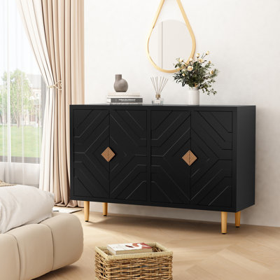 Buffet moderne 47,8 po Shonnell avec 4 portes à motif en relief pour la cuisine et le salon