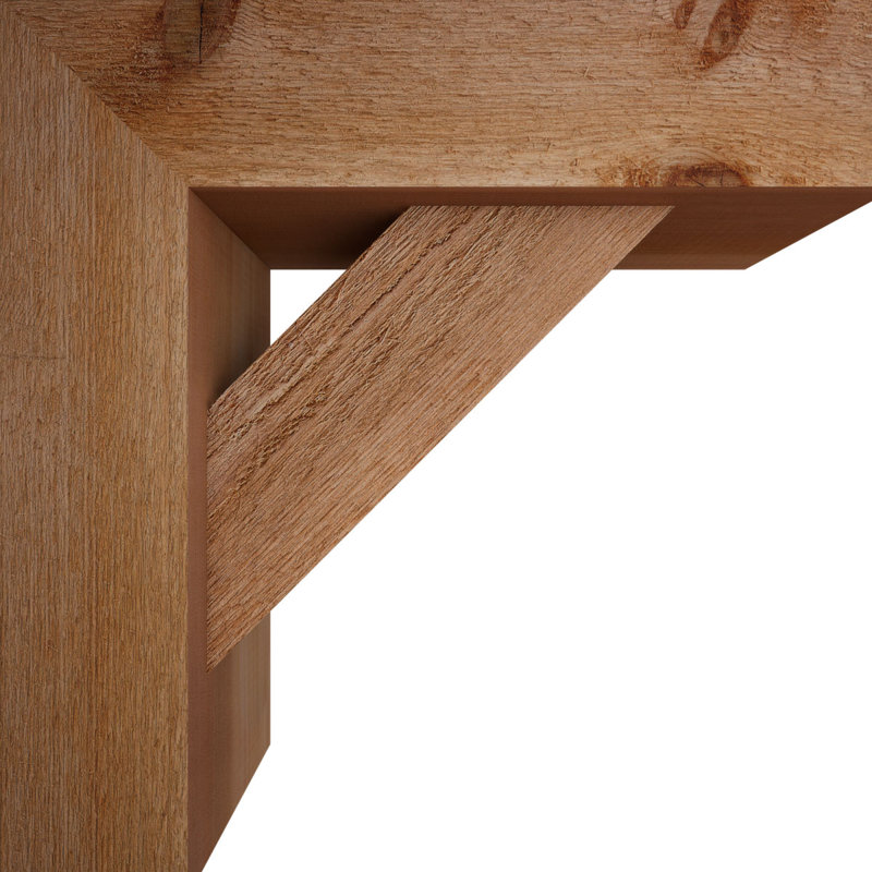 6"W x 18"D x 18"H Traditional Block Rough Sawn Bracket w/ Offset Brace, Western Red Cedar, 18 x 18