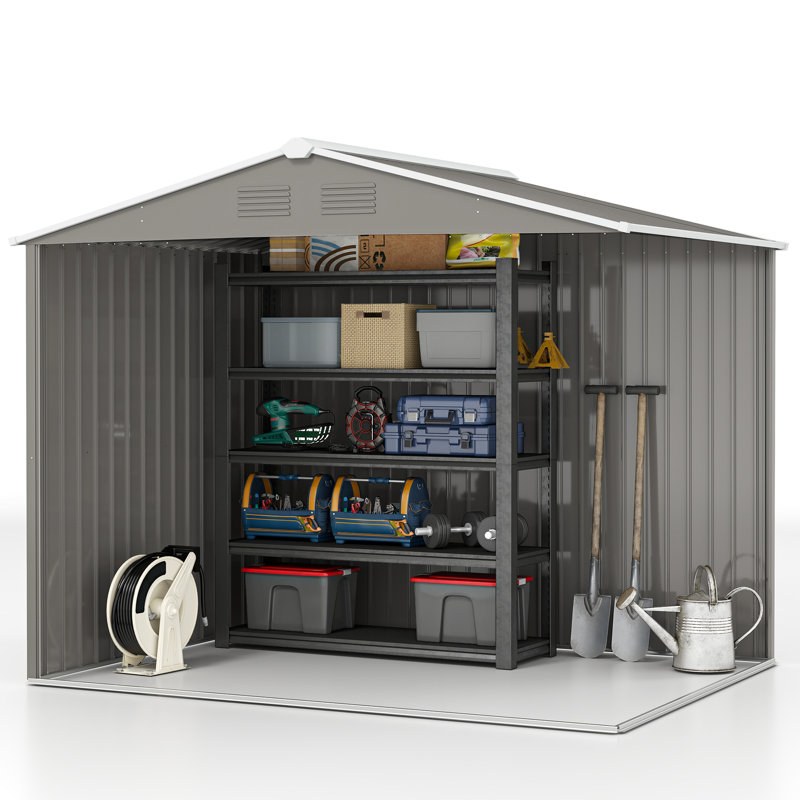 Brenson 7.7 ft. W x 5.7 ft. D Galvanised Steel Steep Slope Garden Shed