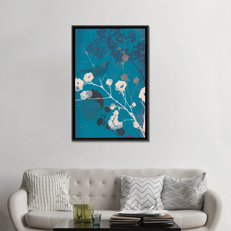 « oiseau i », impression sur toile, H 26 po x l 18 po x P 1,5 po, Toile avec cadre noir, Pas de tapis