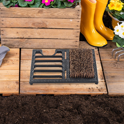 Fabiene Outdoor Doormat with Shoe Scraper Brush