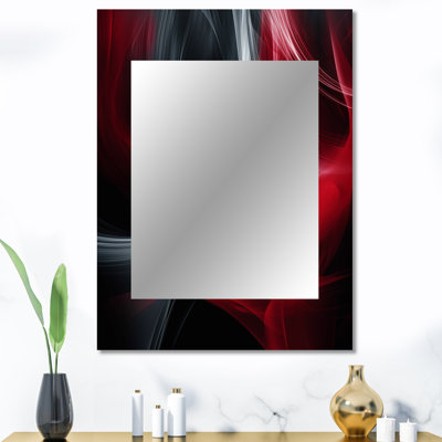 Red Black Contemplative Abstraction X - Waves Mirror, Red Decorative Wall Mirror, Printed Metal Art