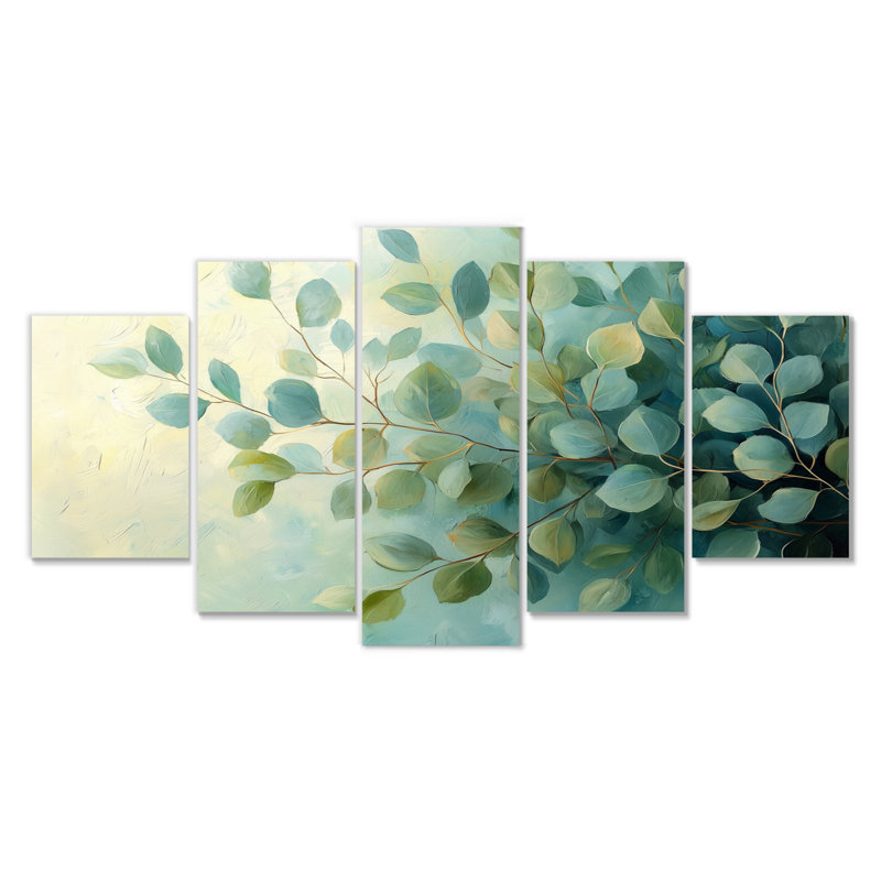 «Eucalyptus Leaves Dance Of The Foliage I» - ensemble de décorations murales traditionnelles diamant