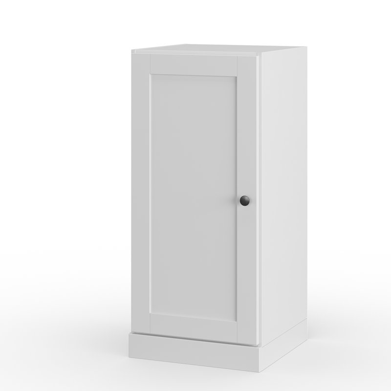 Armoire de rangement 100% bois massif 16,5 po avec porte shaker et tablettes réglables, Blanc