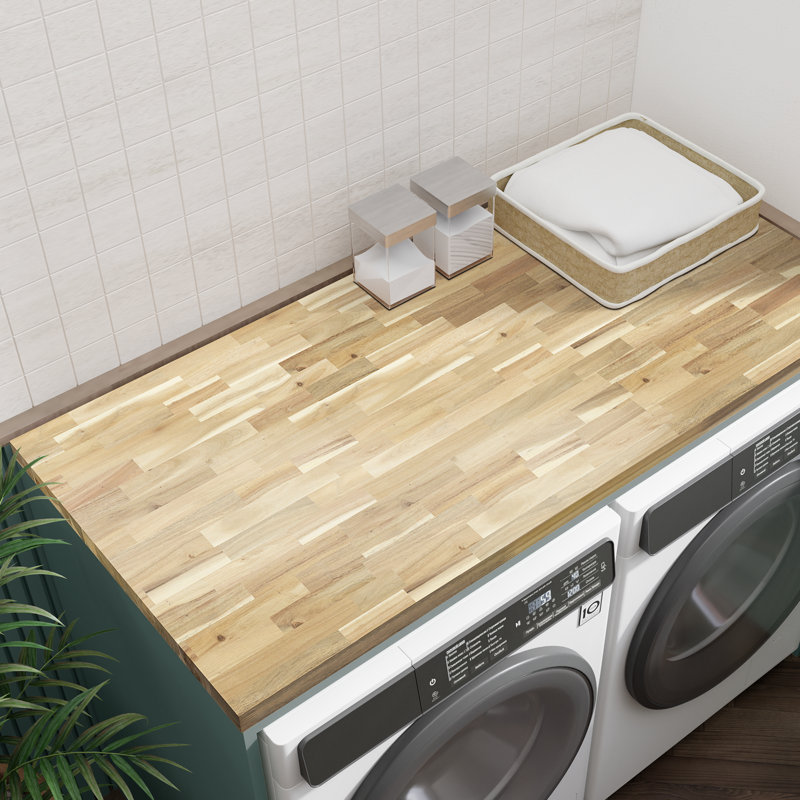 Comptoir de cuisine en bois massif Gladys, H 1,50 po x l 72 po x P 25 po, Acacia naturel