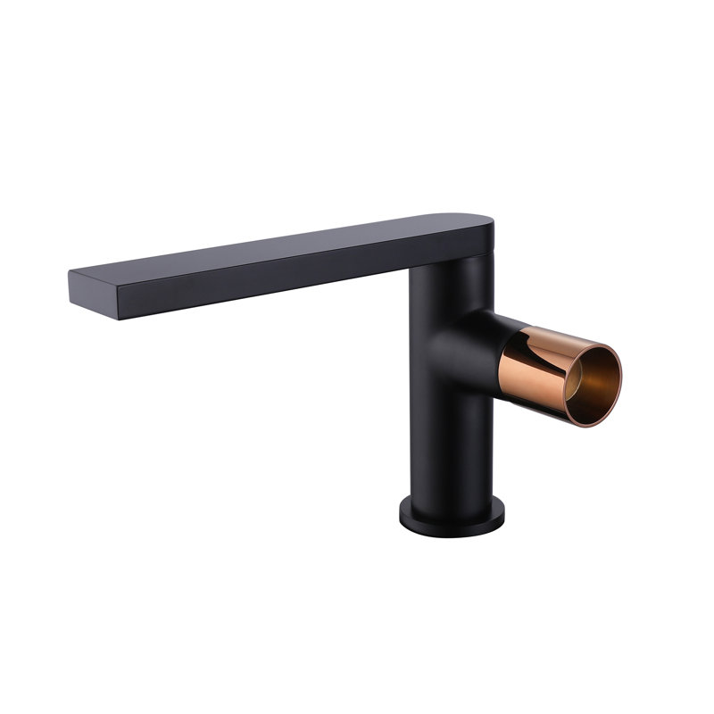 Robinet de salle de bain monotrou monté, Noir mat