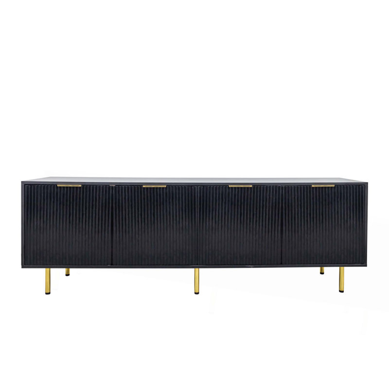 Meuble télé moderne noir chaud pour meuble télé de 80 pouces pour le salon et la chambre à coucher
