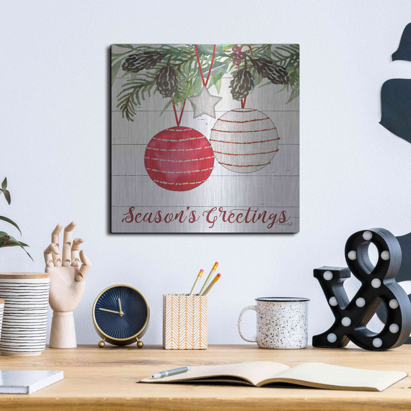 Ophelia & Co. «Season's Greetings Ornaments» par Cindy Jacobs, art mural en métal, H 12 po x l 12 po