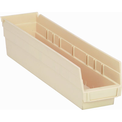 Economy shelf bin, nesting, includes (7) divider slots, rear hanglock, molded-in label holder, polypropylene, case of 20
