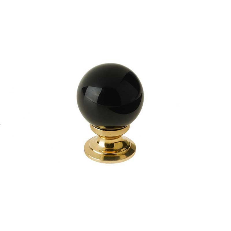 Collin Round Knob, Polished Brass/Black, 30mm