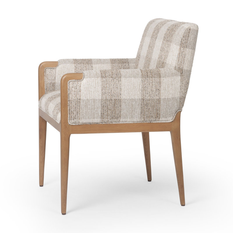 Ledger Upholstered Arm Chair, Brown Polyurethane