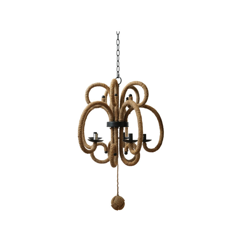 Lustre en jute avec 5 lumières