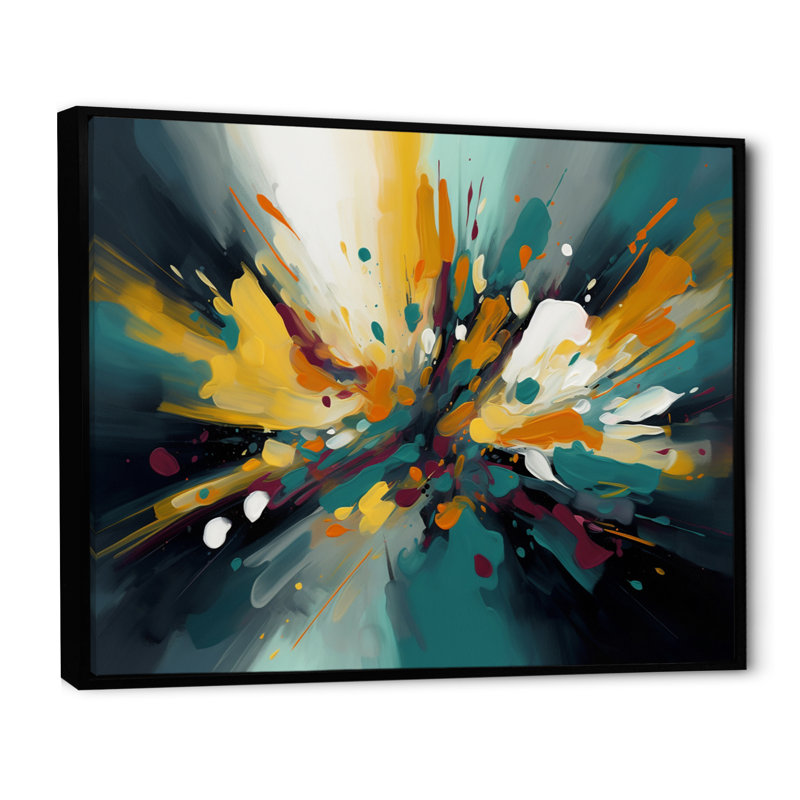 «Stasia Abstracted Poured Perception IV», H 12 po x l 20 po x P 1 po, Cadre flottant noir