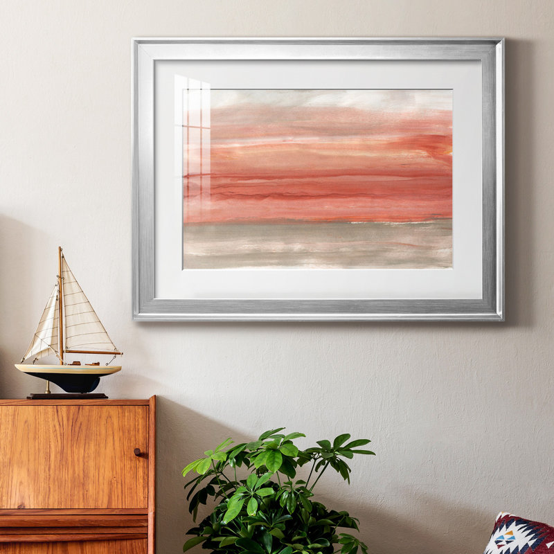 Ciel Oasis - peinture encadrée, Papier avec cadre argenté, H 22,5 po x l 30,5 po x P 1,5 po, Blanc mat