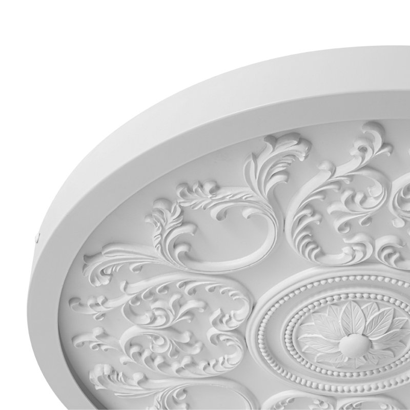Ornate Carved White LED Flush Mount Light