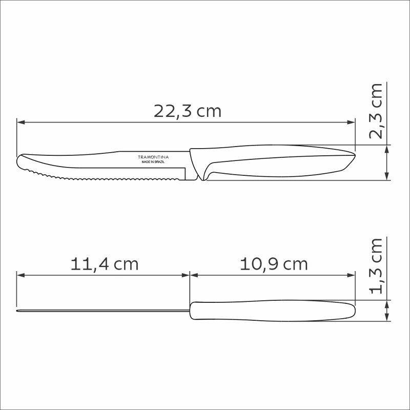 Tramontina Plenus 11.4cm Tomato Knife, Black