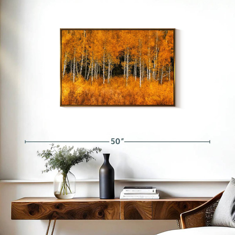 Grand Teton Aspen Trees, Cadre flottant doré, 31 po x 21 po
