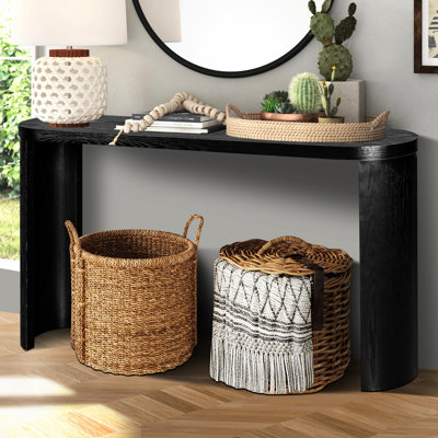Console à dessus épais, 60 po, pieds incurvés, ovale, noir pour table d'entrée avec ovale de 60 po et espace de vie
