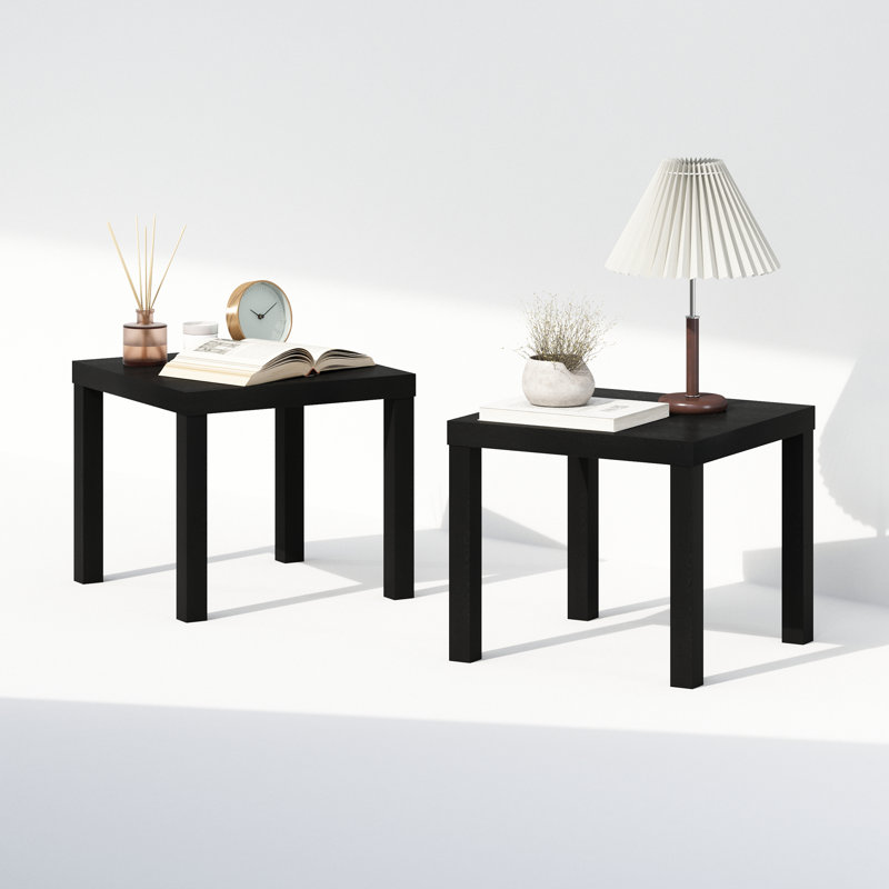Ensemble de 2 tables de chevet carrées Classic Homey , Noir