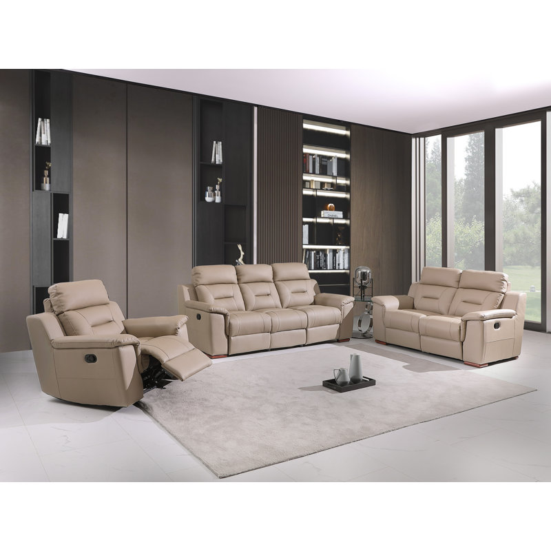 Ensemble de salon 3 pièces Annahi, Similicuir beige