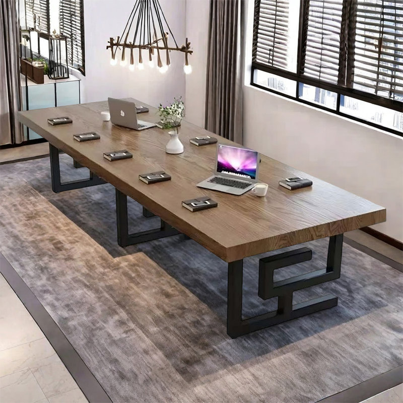 Table de conférence rectangulaire en bois massif de style américain, H 29,53 po x L 86,61 po x l 36,43 po