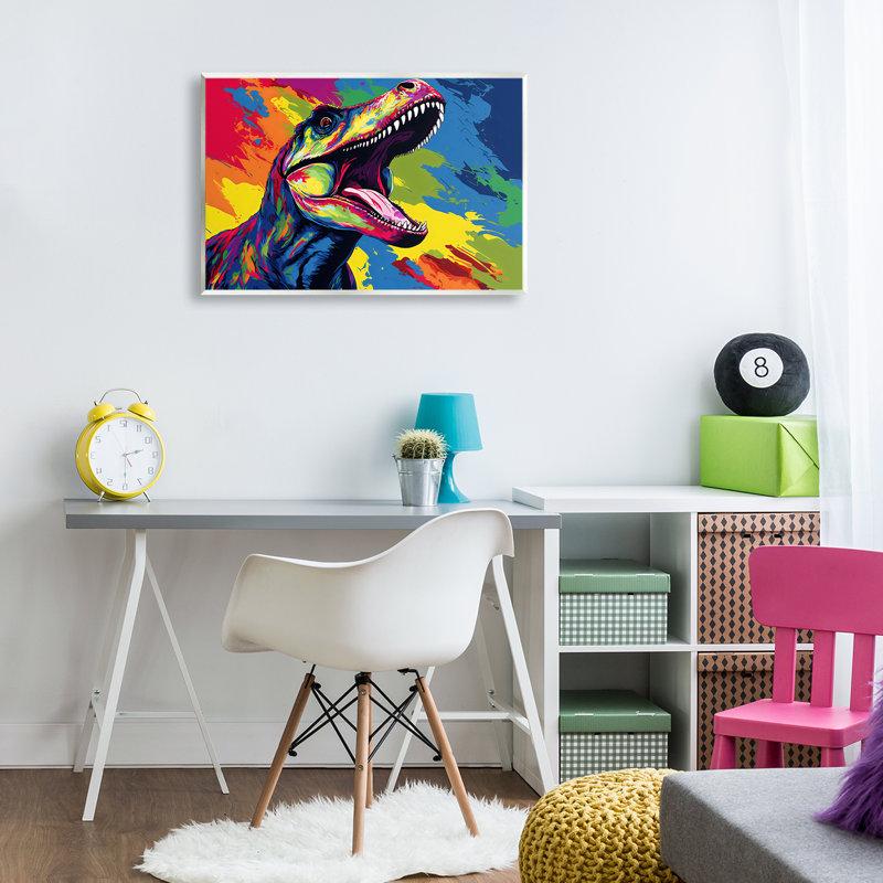 Plaque murale dinosaure aux couleurs vives, design by Creative Studio, H 13 po x l 19 po