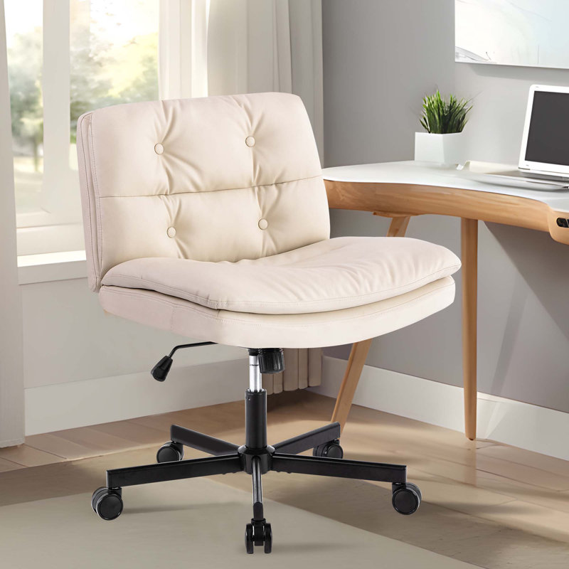 Chaise de bureau rembourrée en similicuir, pivotante, réglable en hauteur, avec roulettes