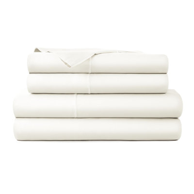 Draps 100% coton Whisper Organic - taille très simple TG - draps de lit certifiés biologiques Gots avec poche profonde et tissage en satin de coton respirant et confortable qui s'assouplit à chaque lavage - ensemble de luxe 3 pièces (blanc - simple TG)