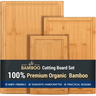 Heavy Duty Bamboo Cutting Board with Juice Groove (Set of 3)