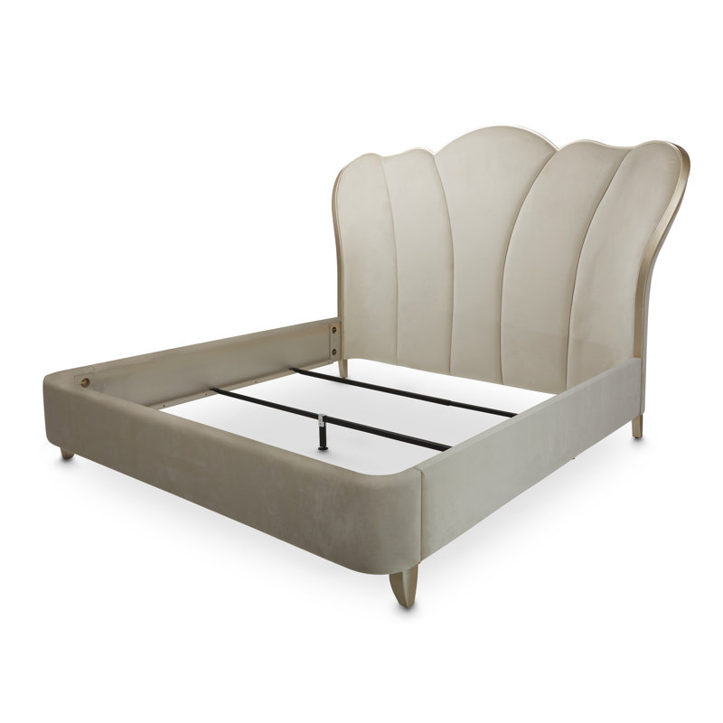 Villa Cherie Velvet Channel Tufted Bed, King