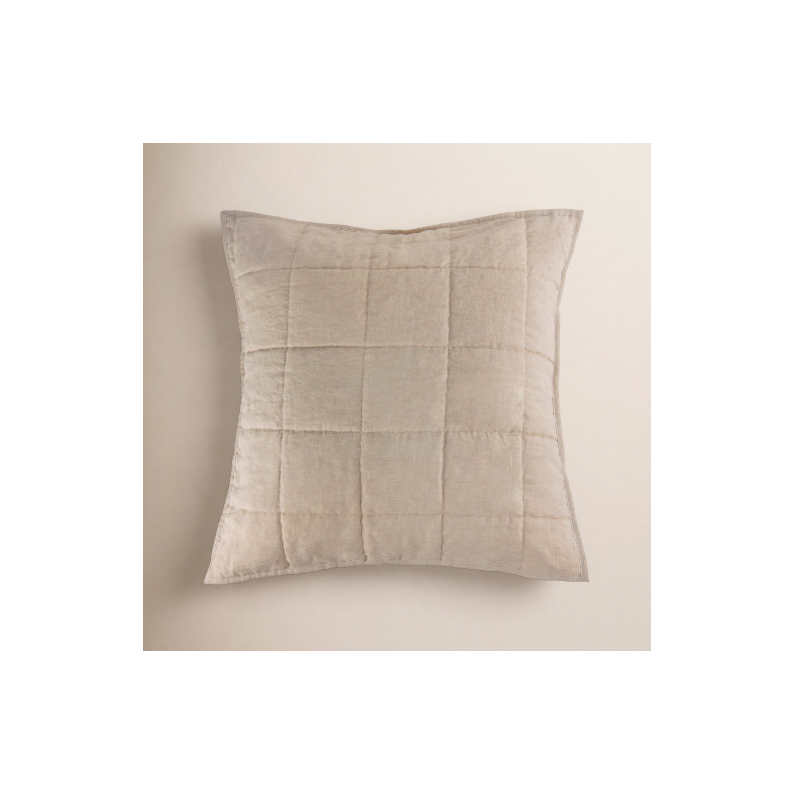 French Linen Box Stitch Quilted Euro Sham, Putty Heather