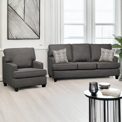 Baxter Fabric Sofa & Chair Set, Gray