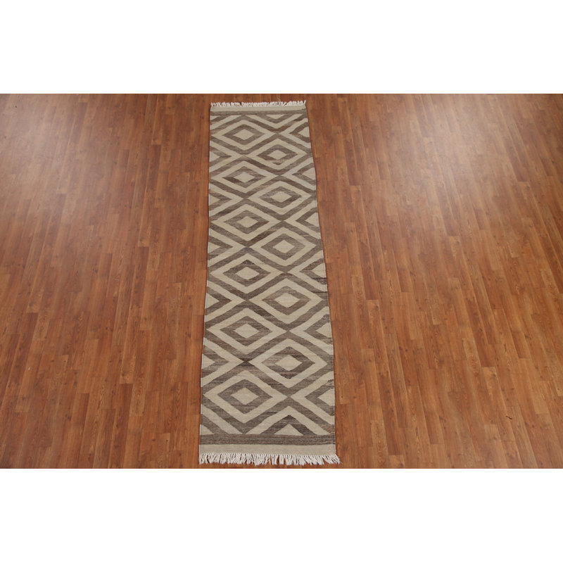 Tapis de couloir oriental géométrique Kilim 3 x 10