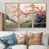 Toile avec cadre flottant or