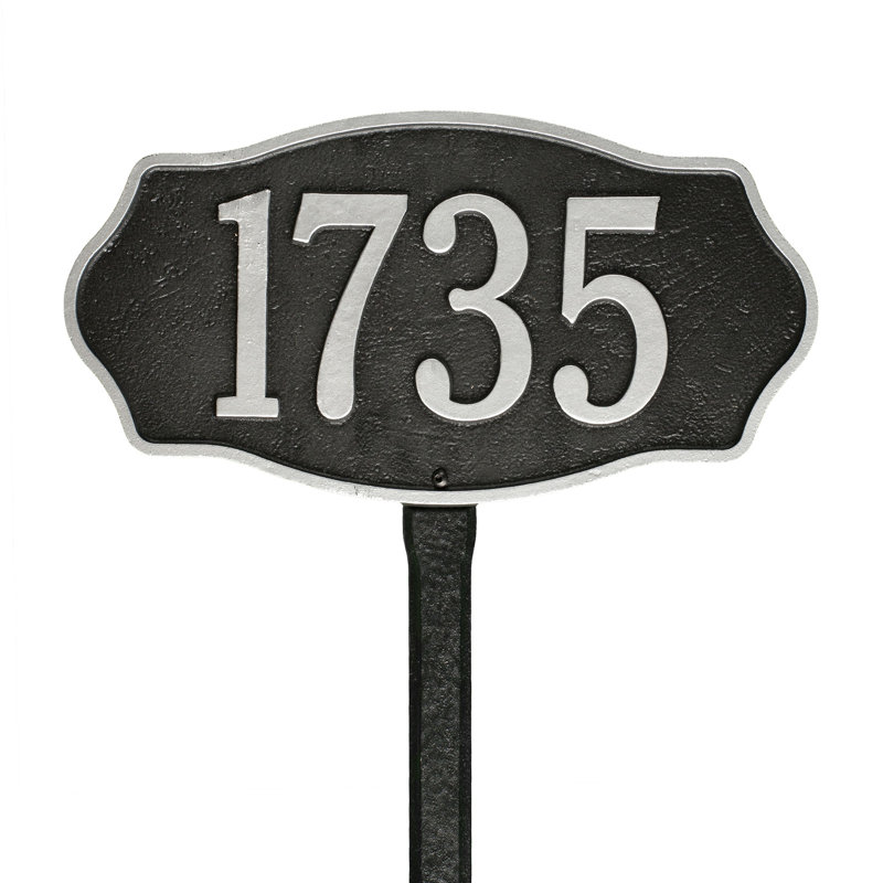 Hampshire 1-Line Lawn Address Sign, Yes, Black/Silver