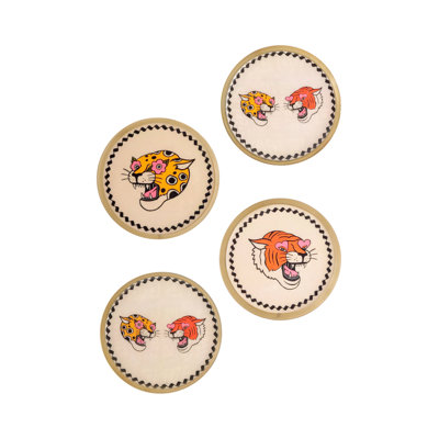Pop Art Safari Metal Coaster Set (Tiger & Leopard)