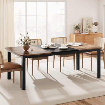 Industrial Rectangular Dining Table for 6-8 People, 78.7 Inch Long Modern Kitchen Dining Room Table, Sturdy Metal Frame Dining Table