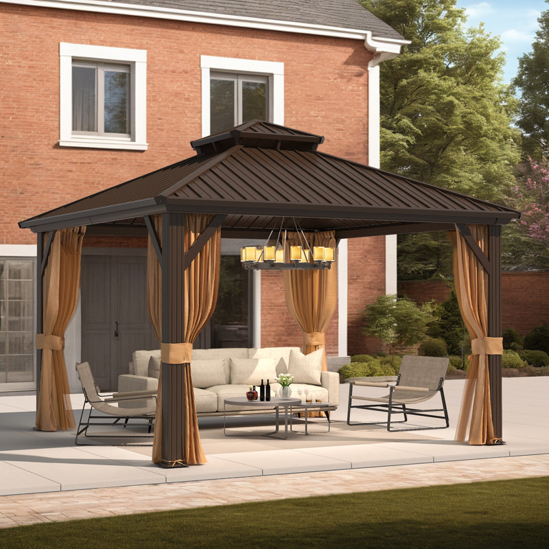  12 Ft. W x 12 Ft. D Galvanized Steel Patio Gazebo