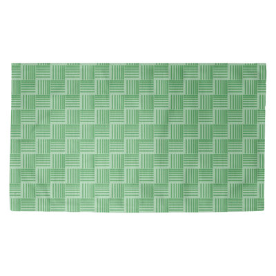 Tapis décoratif à rayures tressées de couleur verte