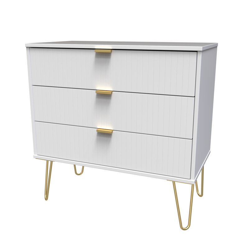 Fully Assembled Aldin 3 - Drawer Chest of Drawers, White