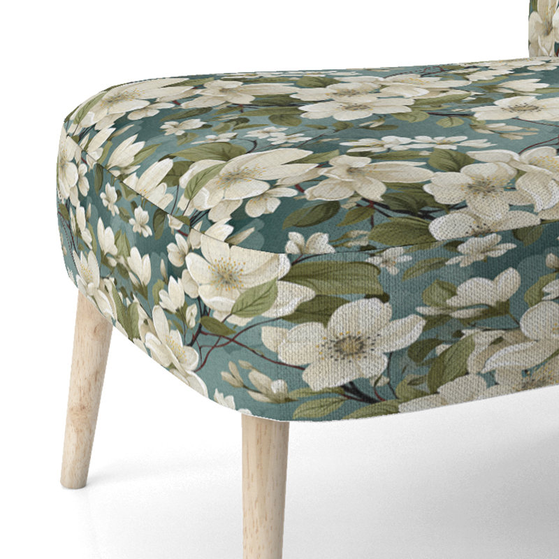 Chaise d'appoint rembourrée Cottage A, Belle orchidée grise et blanche en fleurs III